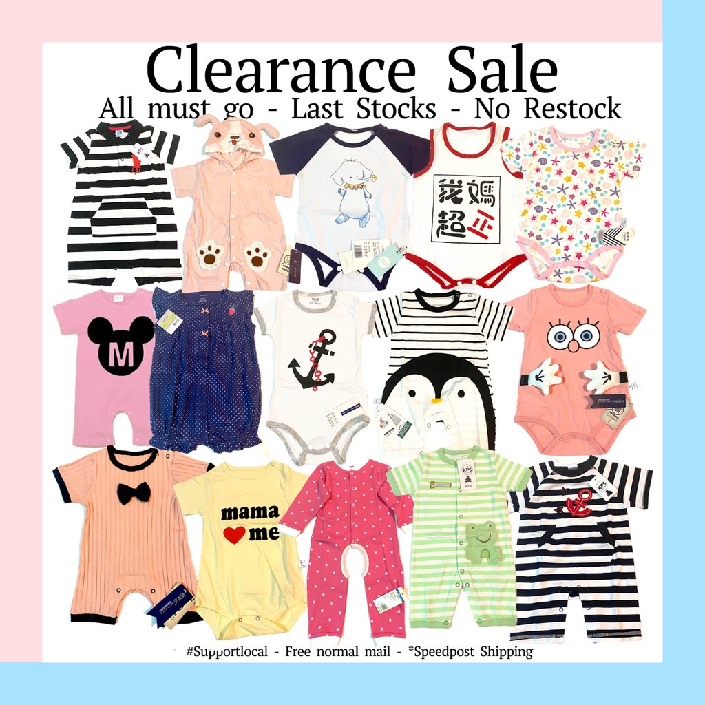 CLEARANCE Baby Clothes Rompers Unisex Girls Boys Trendy