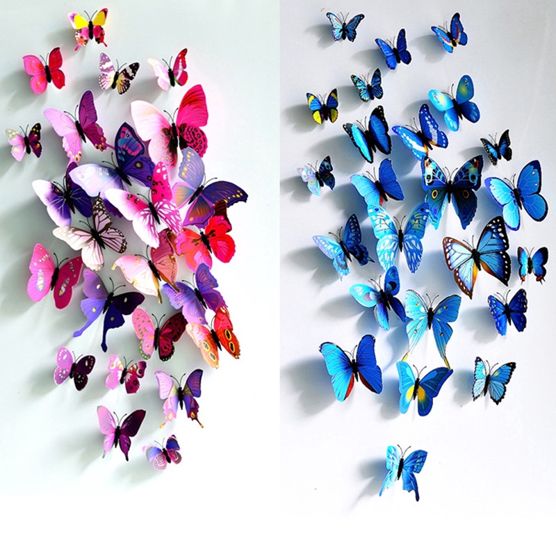 3D DIY 12PCS Butterfly Wall Sticker Home Wedding Room Decor | Shopee ...