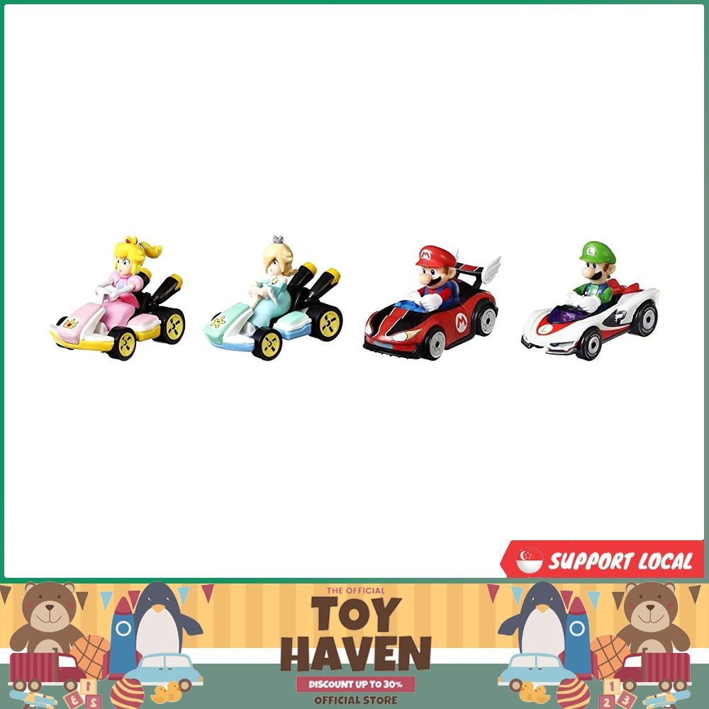Sgstock Hot Wheels Mario Kart Vehicle 4 Pack Set Of 4 Fan Favorite Characters Includes 1 1949