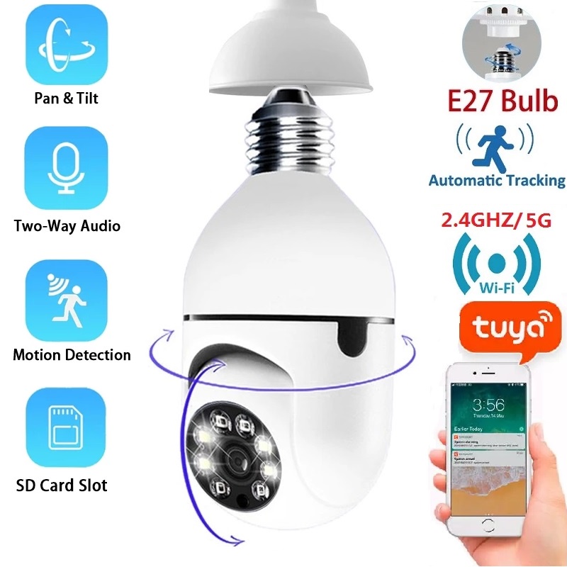 Tuya Smart E27 Bulb Surveillance WiFi Camera Night Vision Full Color ...