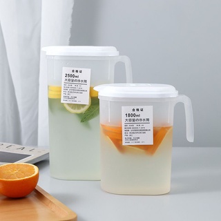 2Pcs Fridge Jug Juice Container Filter Lid 1.5L+2L Plastic Water Pitchers  Heat Resistant Refrigerator Cold Kettle Clear Fridge