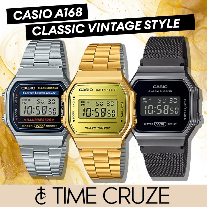 Casio vintage retro on sale a168 black gold