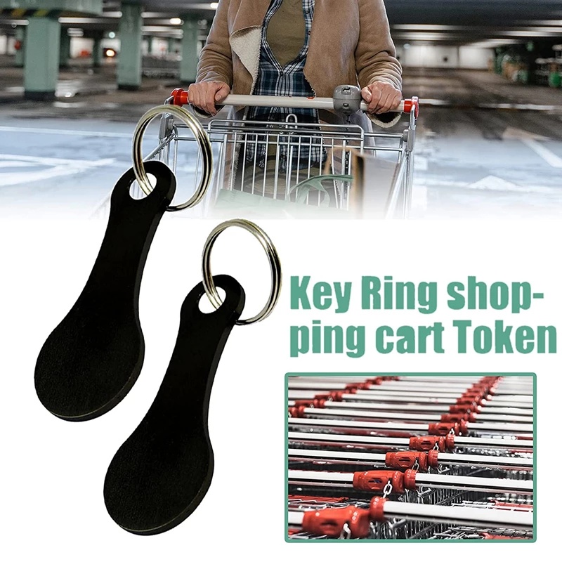 Metal Aluminum Alloy Shopping Cart Tokens / Portable Black Silver Key ...