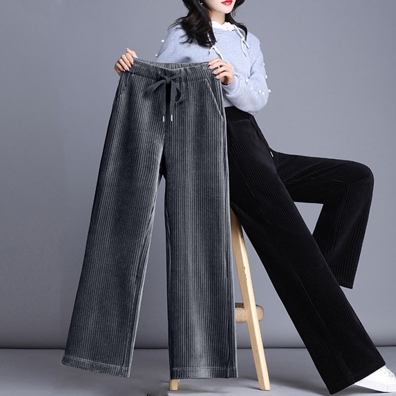 Add wool and wool corduroy wide-legged pants female in the spring of ...