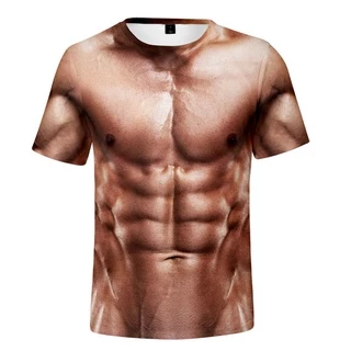 Shirts for Men Summer Fashion 3D Digital Printing Muscle Sport