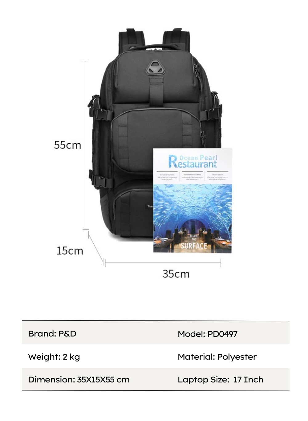 P&D Travel Backpack 45L Tactical Large Capacity Men16 Inch Laptop ...