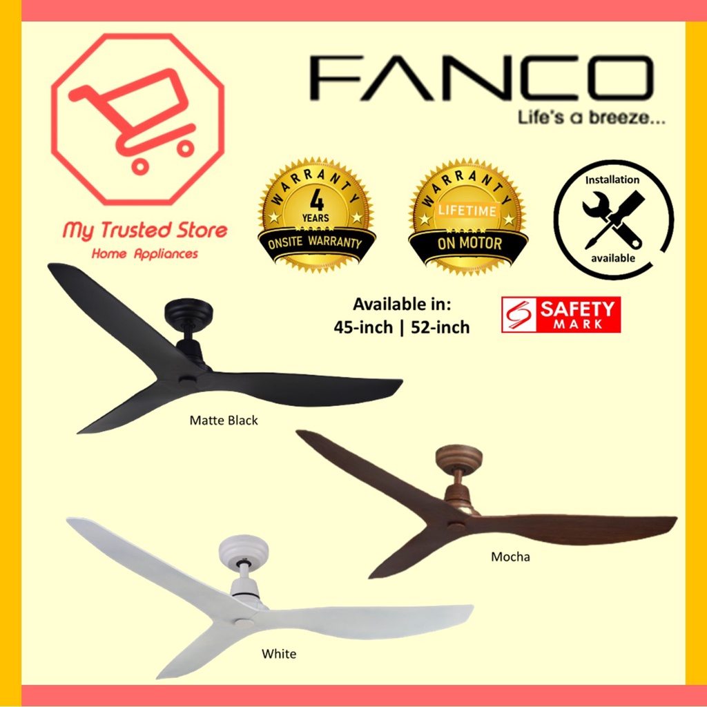 Fanco Delgala (42 Inch / 52 Inch) Ceiling Fan / Add on lights 24W LED Light Available