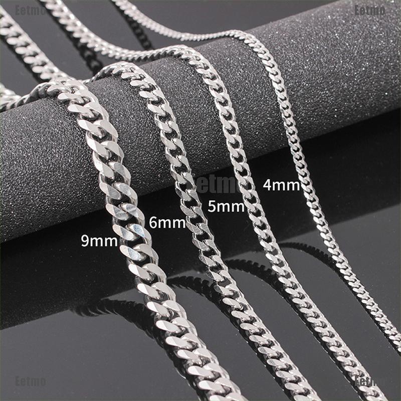 (Eetmo) Size 4-6Mm Men'S Necklace Stainless Steel Cuban Link Chain Hip Hop Jewelry Gift-_Sg