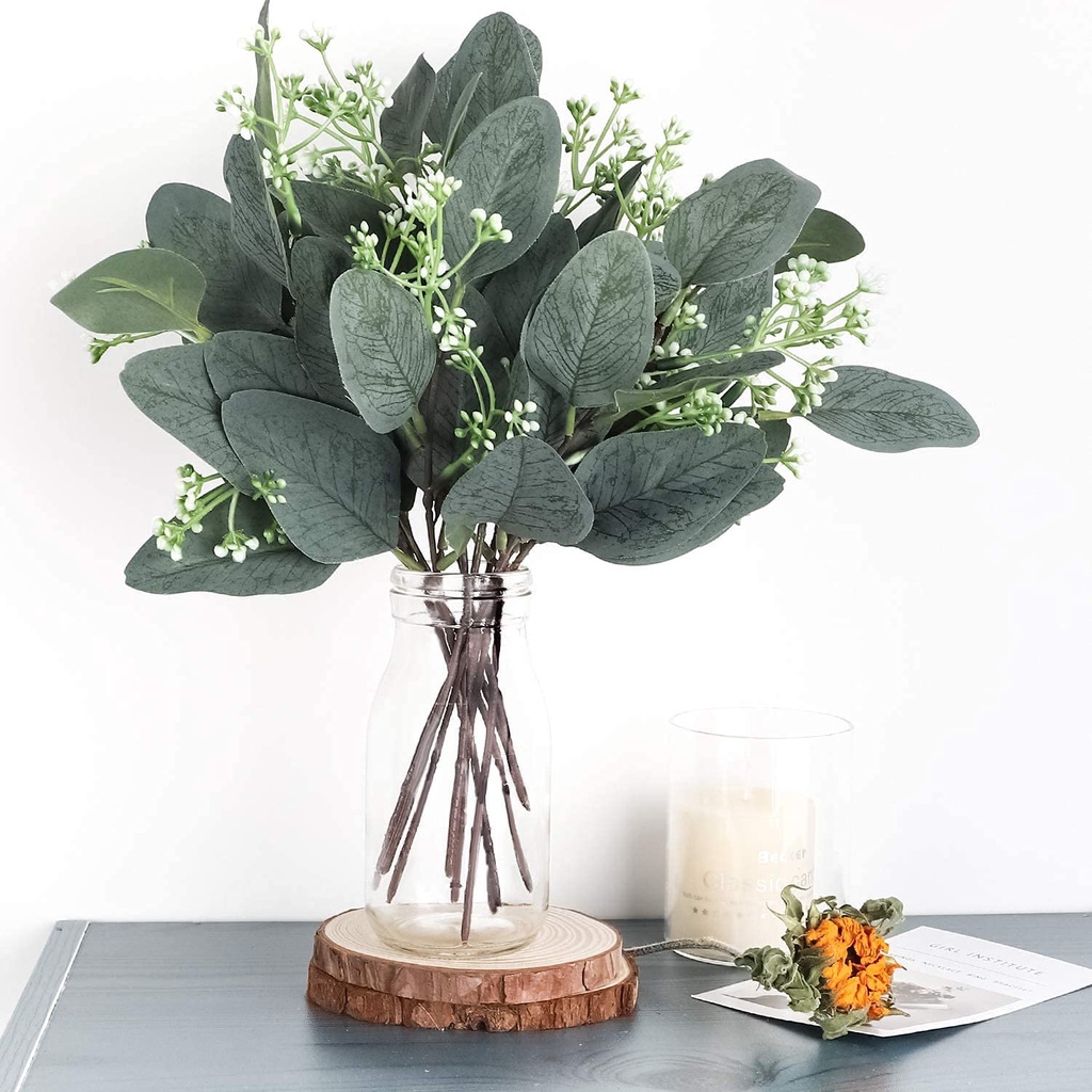7 Branches Eucalyptus Artificial Apple Leaves Fake Green Plants Leaf For Wedding Home Office Decoration Gift