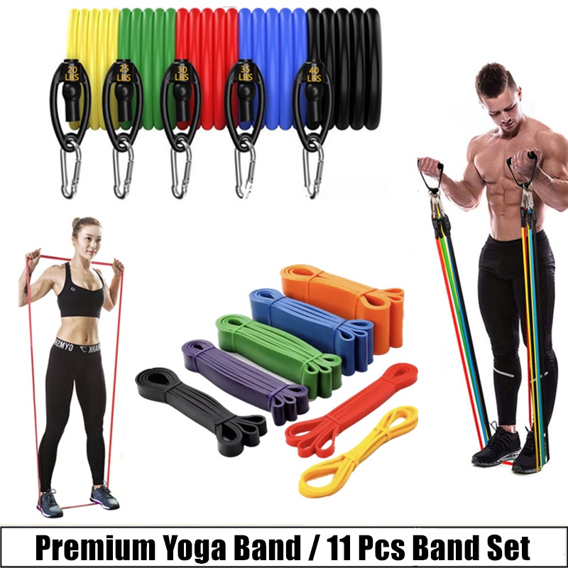 11-PC Yoga Pilates Resistance Band Set