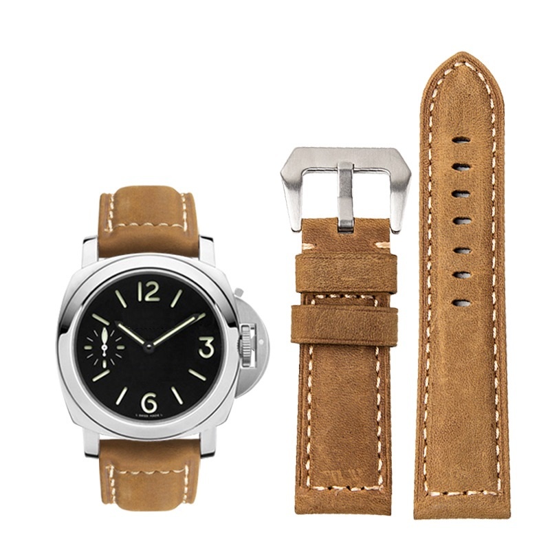 20mm 22mm 24mm 26mm Watch Band Vintage Calf Leather Band Strap Brushed