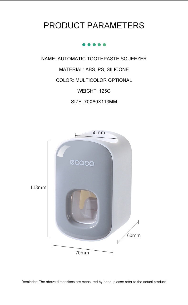 ECOCO Wall Mount Household Automatic Toothpaste Dispenser Toothbrush