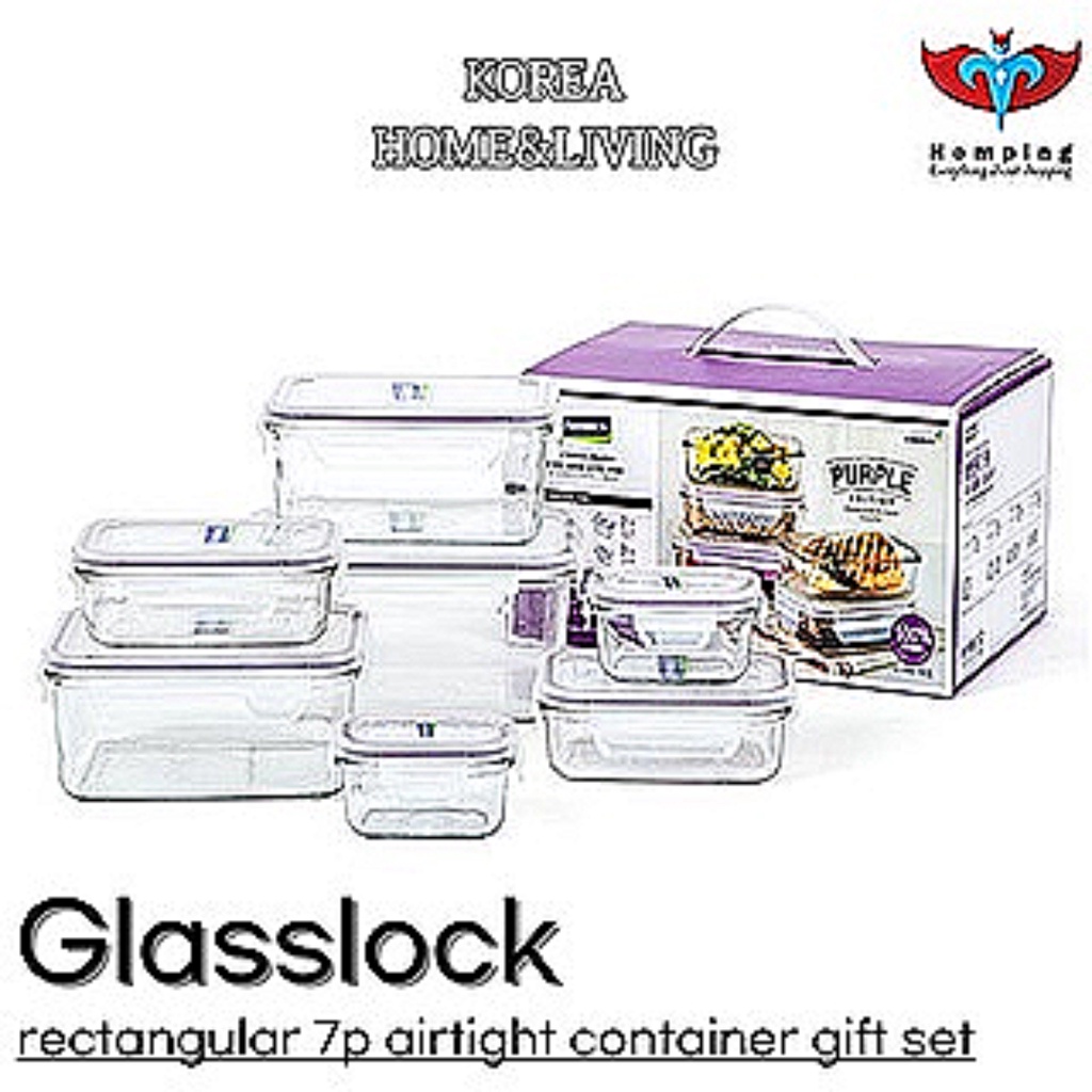 [Glasslock] Rectangular Airtight Container Gift-Set (7p) | Shopee Singapore