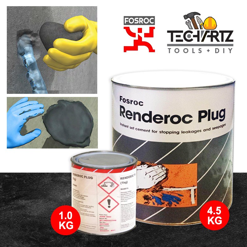 FOSROC RENDEROC PLUG 4.5KG Waterproof Cement Hydroply Hydro Plug Simen ...