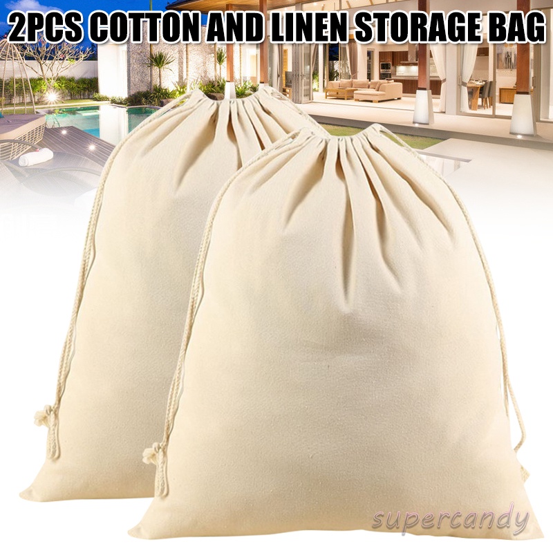 2 Pack Extra Large Cotton Canvas Heavy Duty Laundry Bags Versatile Multi Use Beige for Hotel