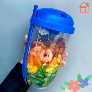 Keep Fit Salad Meal Shaker Cup, Portable Fresh Salad Cup to Go Container with Fork & Salad Dressing Holder, Portable Fruit and Vegetable Salad Cups