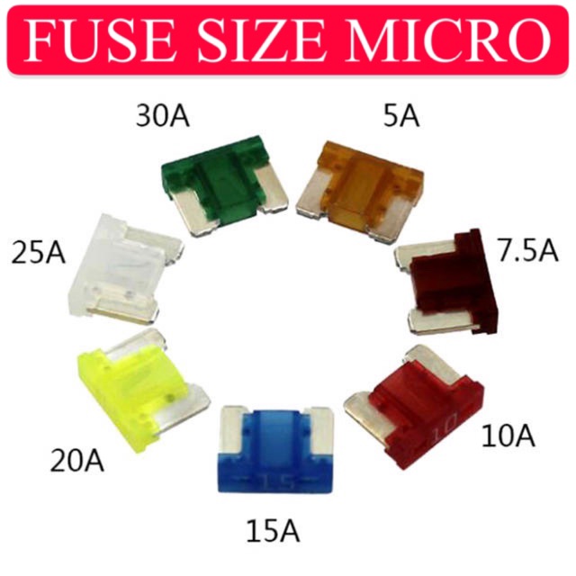HIGH QUALITY Car Fuse 5A 7.5A 10A 15A 20A Size MICRO Fius Kereta/Motor ...
