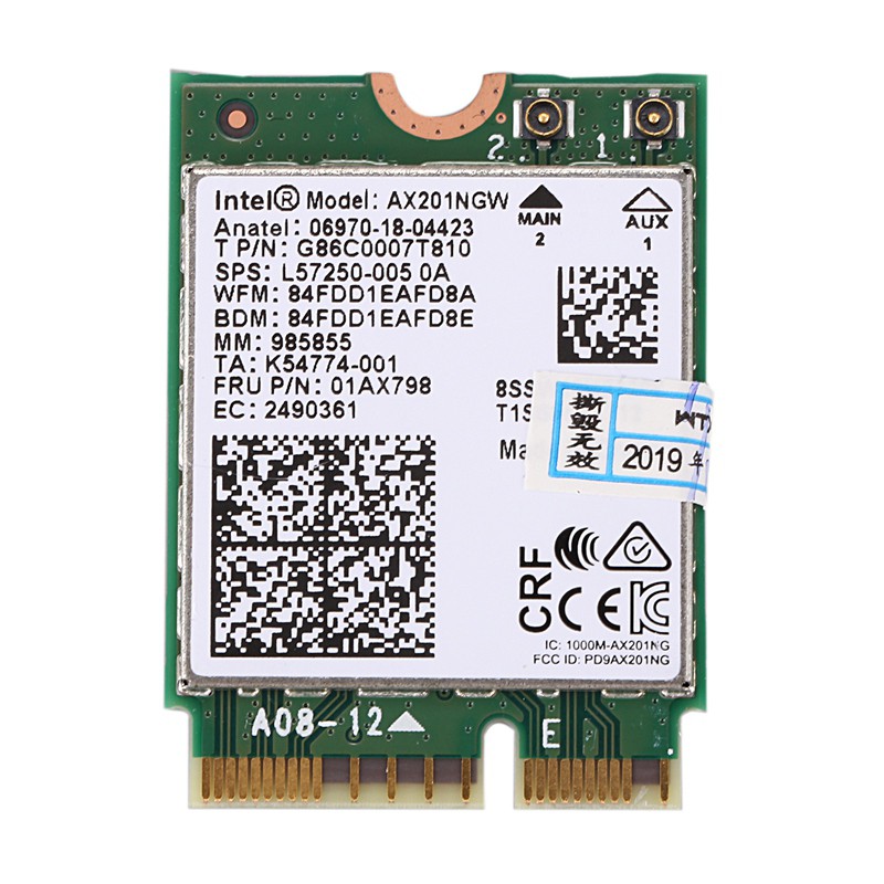 for Intel Wi-Fi 6 AX201 Bluetooth 5.0 Dual Band 2.4G/5G Wireless NGFF ...