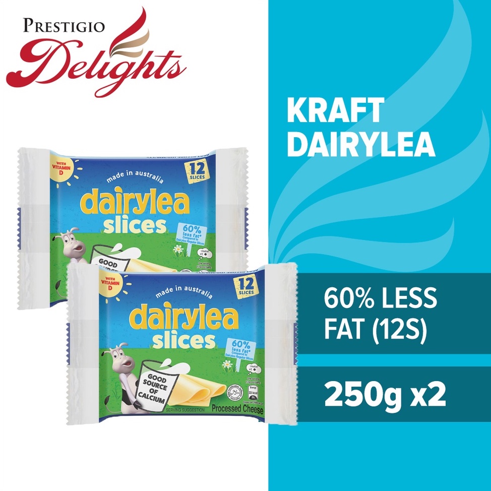 [Bundle of 2] Kraft Dairylea Cheese Singles 60 Less Fat (12 Slices