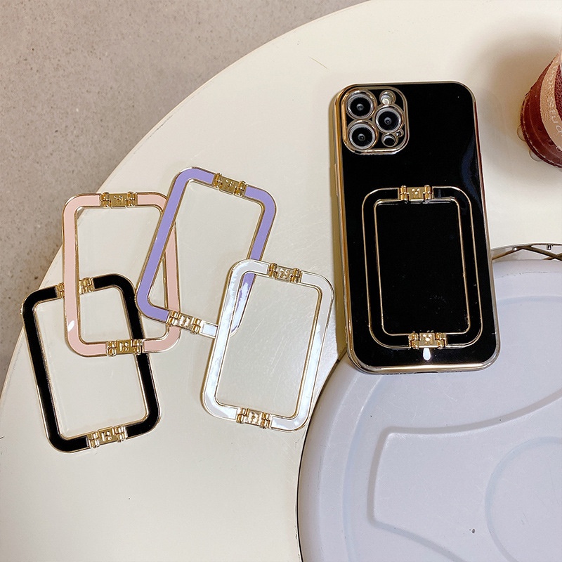Square Buckle Metal Phone Holder Desktop Portable Kickstand Handphone Back Ring Stand