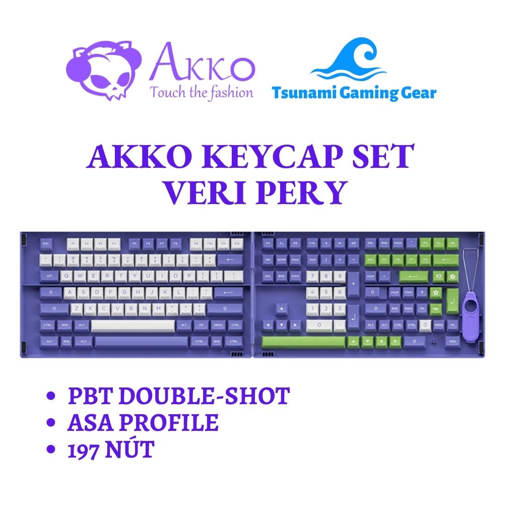 AKKO Very Peri keycap set (PBT DoubleShot/ ASA profile/ 197 buttons ...