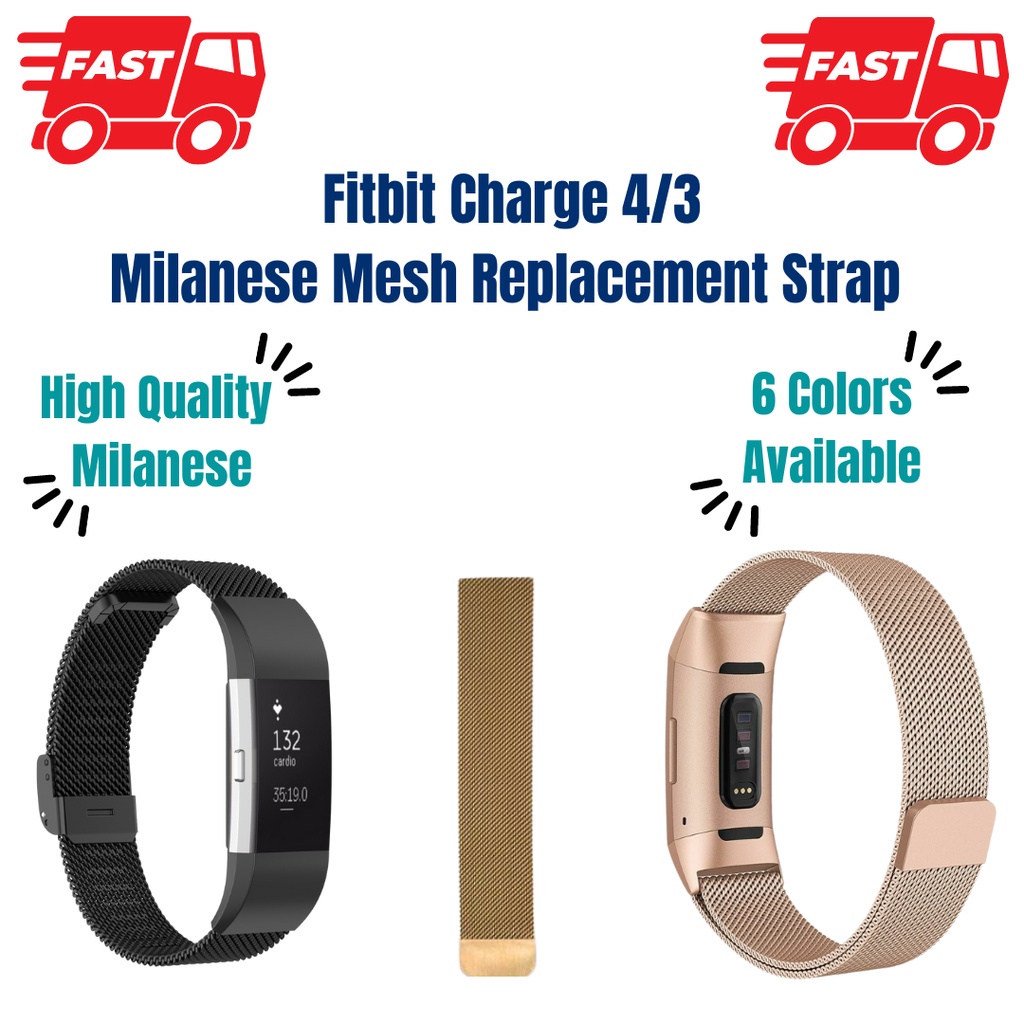 Fitbit Charge 4/3 Milanese Mesh Loop Smart Watch Replacement Band Strap