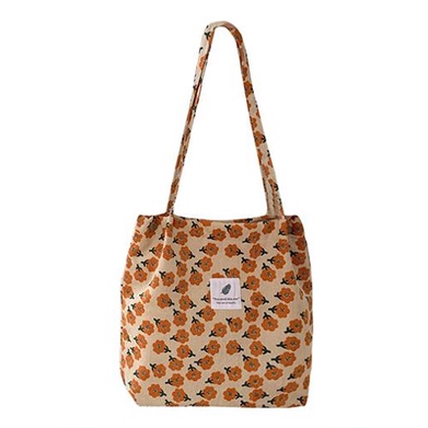 Corduroy Tote Bag For Women | Embroidered Lettering, Lightweight Hobo Bag, 13x11.8x4.7" | Shoulder/Crossbody, Includes Woven Bracelet Gift - View #5