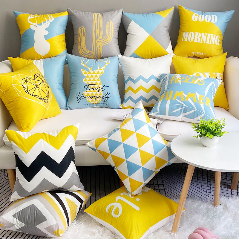 Yellow sofa pillow covers hotsell