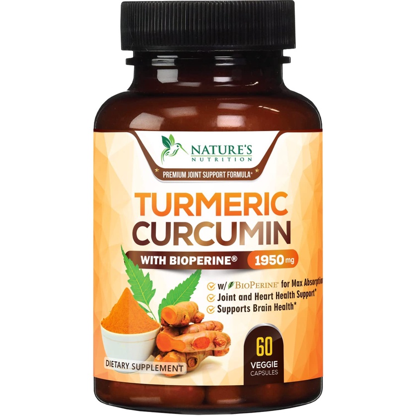 Nature's Nutrition, Turmeric & Ginger with BioPerine 1950mg, 60 Veggie
