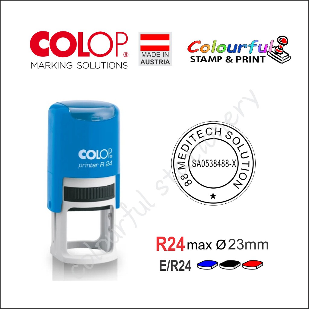 COLOP New Round Self-Inking Rubber Stamp R12,R17,R24,R30 (Hospital ...