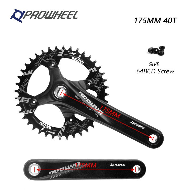Prowheel Bike Crankset 170/175mm Square Hole Cranks With 30/32/34/36/38 ...