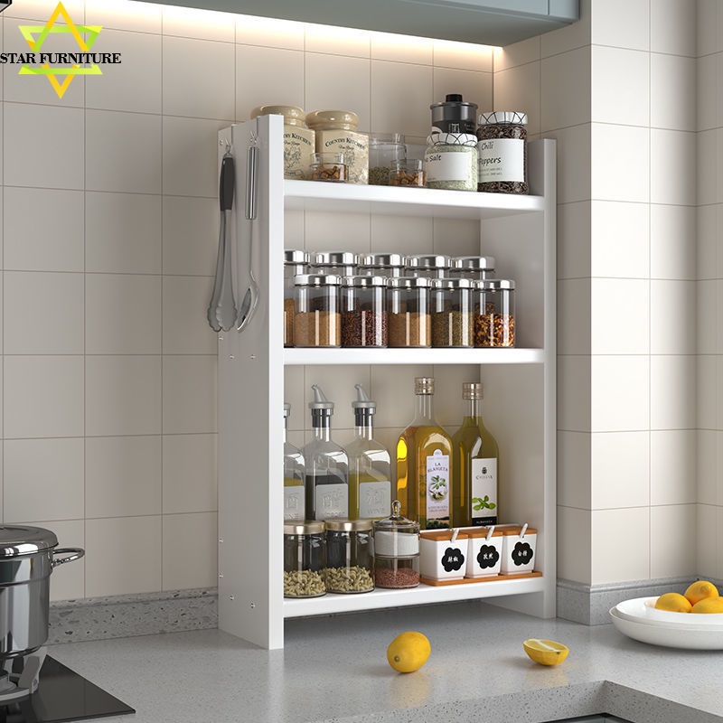 【Spot】Wooden Kitchen Spice Rack Kitchen Spice Rack Organiser Kitchen ...
