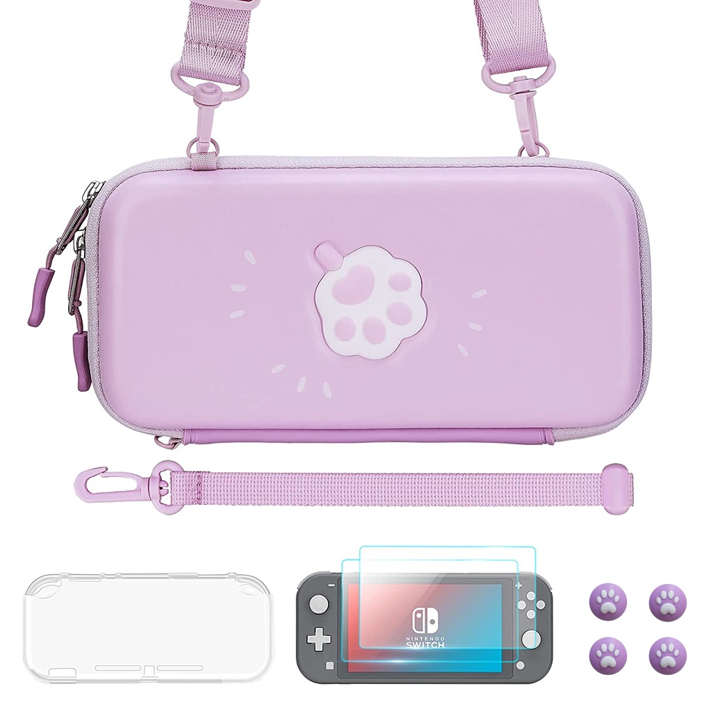 Pink Carrying Bag Case for Nintendo Switch Lite with Crystal Clear