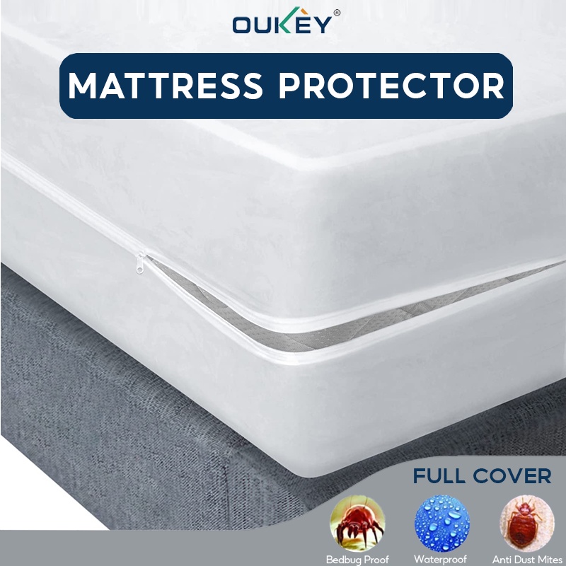 Zipper Mattress Protector Waterproof Bedbug Proof Mattress Cover Queen