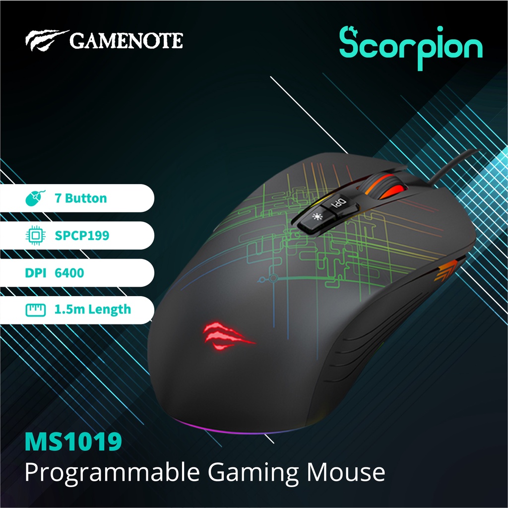 Gamenote MS1019 RGB Backlit Programmable Gaming Mouse Shopee Singapore