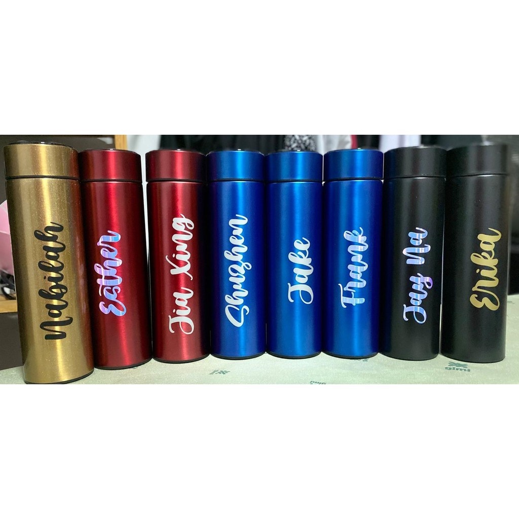 personalised customised thermal thermos flask gift 480ml smart led