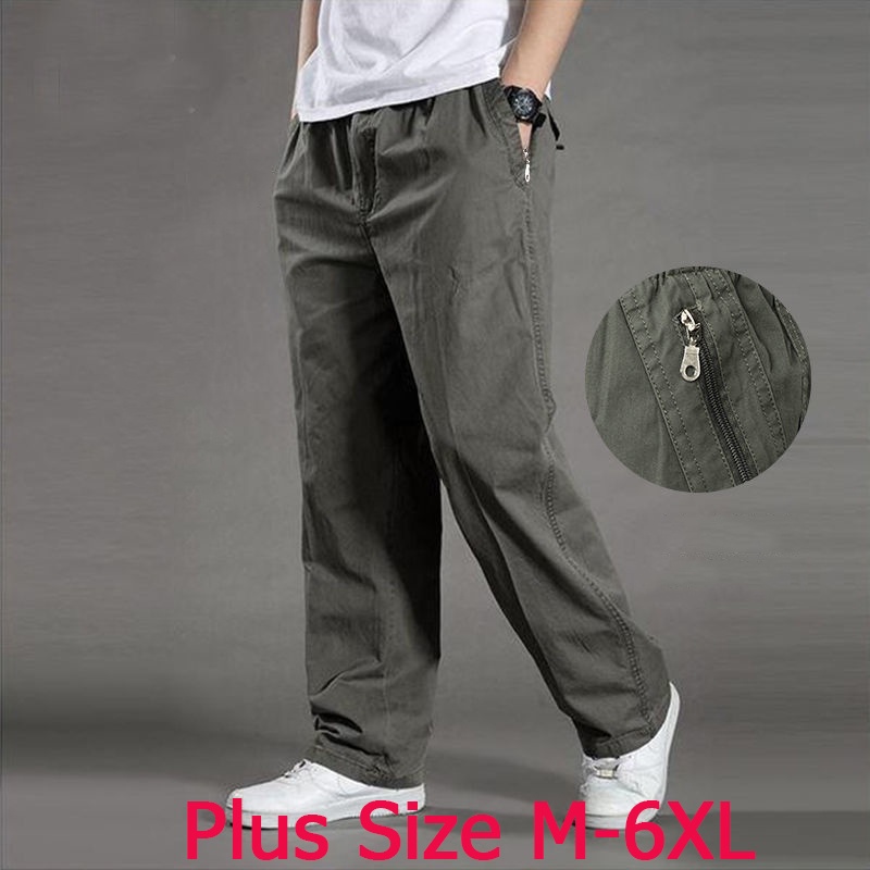 Plus Size Men Cargo Pant Jogger Pants Loose Fit Multi Pocket