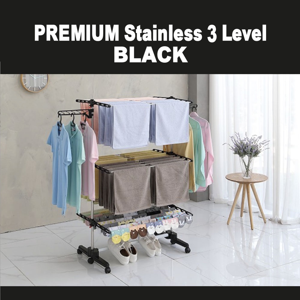 Black&GreyPremium Top Rack Heightadjustable rack Movable Foldable