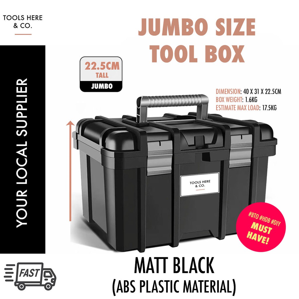 Tool Box JUMBO SIZE Suitable For BTO HDB DIY Tools Storage - Black