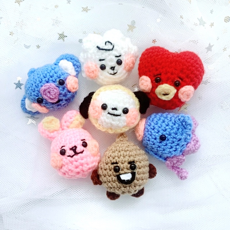 Mini BTS BT21 Amigurumi Crochet Handphone Strap / Keychain Shopee
