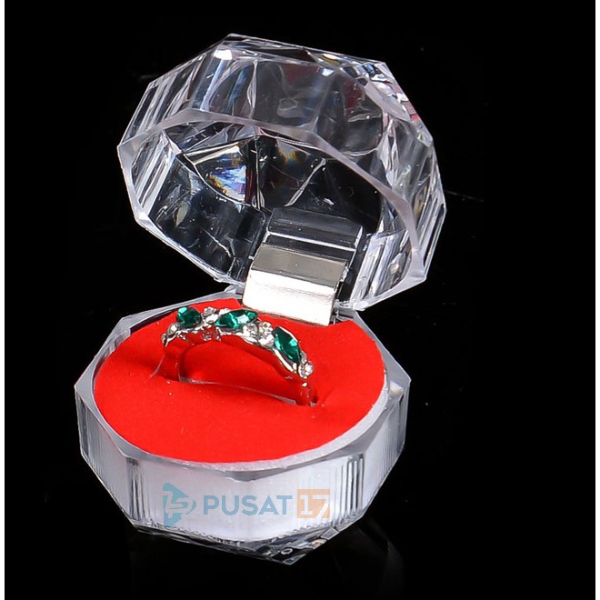 KOTAK CINCIN CRYSTAL TEMPAT CINCIN ANTING PERHIASAN BOX CINCIN AKRILIK KRISTAL RING BOX GIFT JEWELRY - Gambar 3