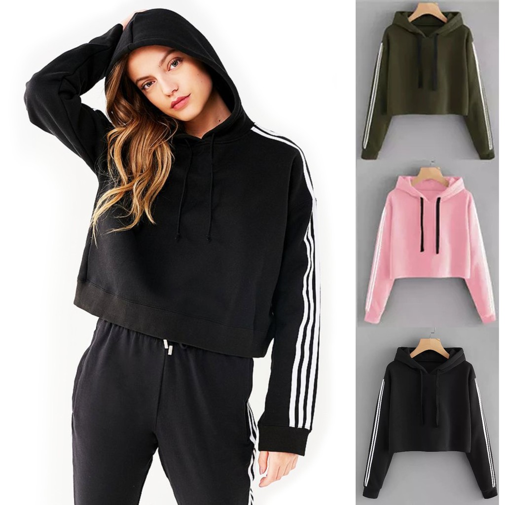 Crop top hoodie on sale shopee