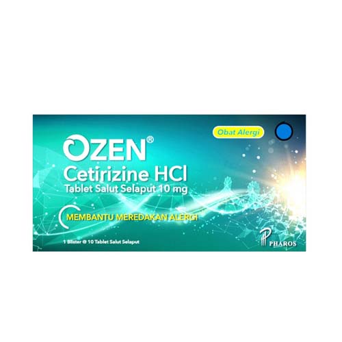 Ozen 10mg 1 Blister @10 Tablet / Membantu Meredakan Alergi / Pilek / Gatal/bersin bersin /meler/pilek/alergi udara - Gambar 2