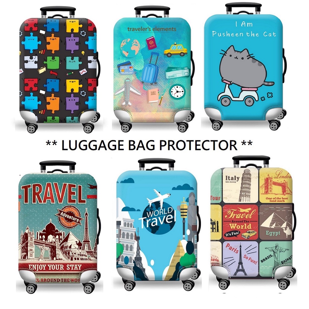 Travel Luggage Bag Protector (FREE Cute Cartoon Luggage Tag) DESIGN