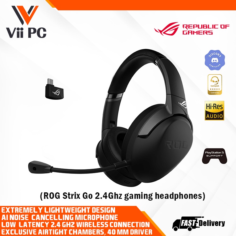 ASUS ROG Strix Go 2.4, USB-C, 2.4 GHz wireless gaming headset with AI ...