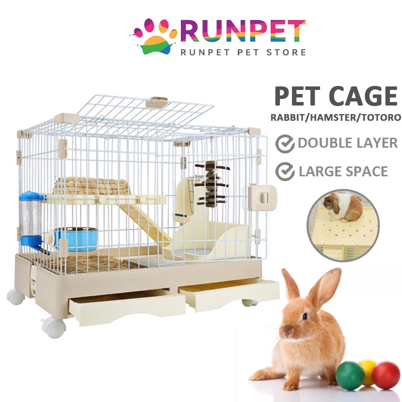 RUNPET Rabbit Cage Double-layer Rabbit Villa Chinchilla Cage Breeding ...