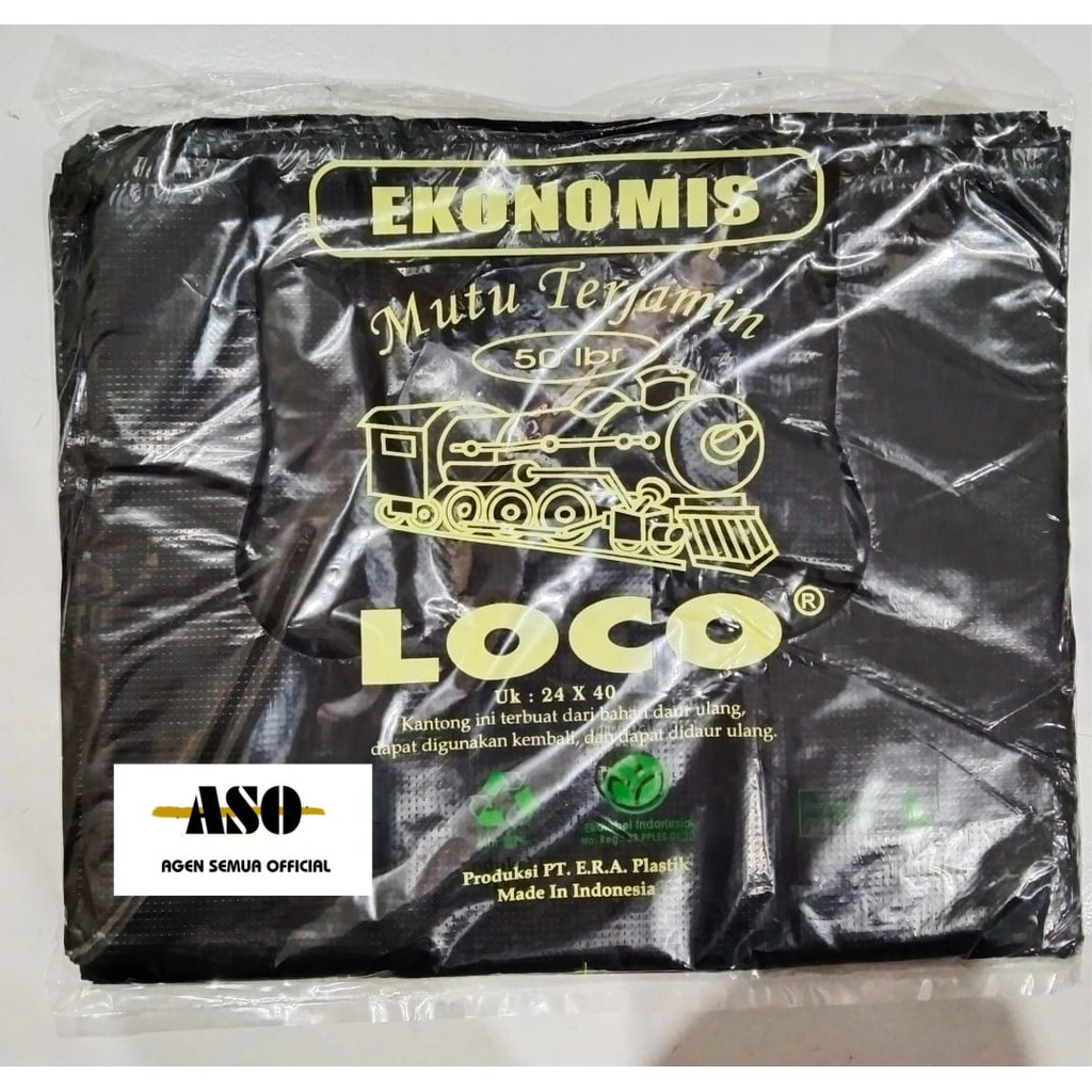 kantong plastik kresek LOCO ekonomis hitam uk 24 x 40 isi 50 pc
