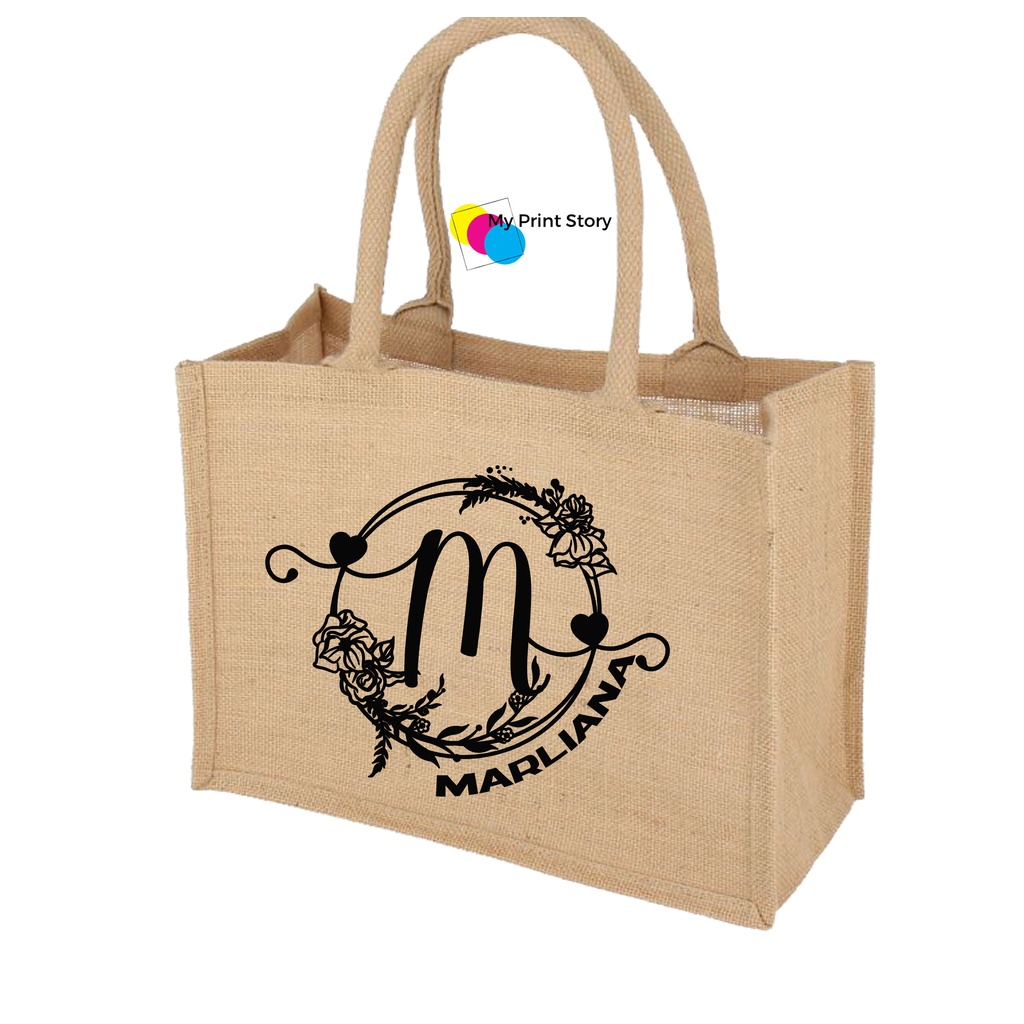 Local Seller Customise Personalised Jute Burlap Tote Bag Shopee