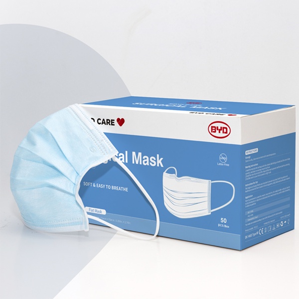 BYD CARE SURGICAL MASKS PM2.5 99 BFE PFE VFE (50PCS/BOX) BLUE COLOR