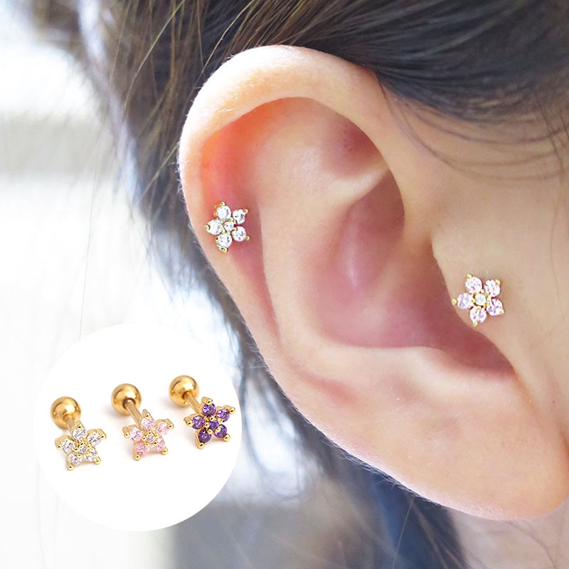 1piece Stainless Steel Flower Pinna Helix Piercing 16G Cartilage